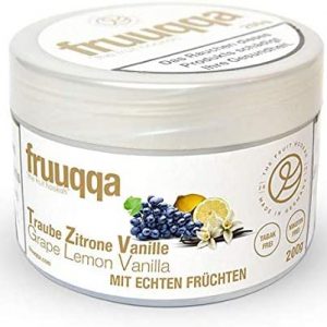 Fruuqqa Nikotinfrei 200gr Traube-Zitrone-Vanille ist eine innovative Alternative zum herkömmlichen Shishatabak, die auf echten Früchten basiert.
